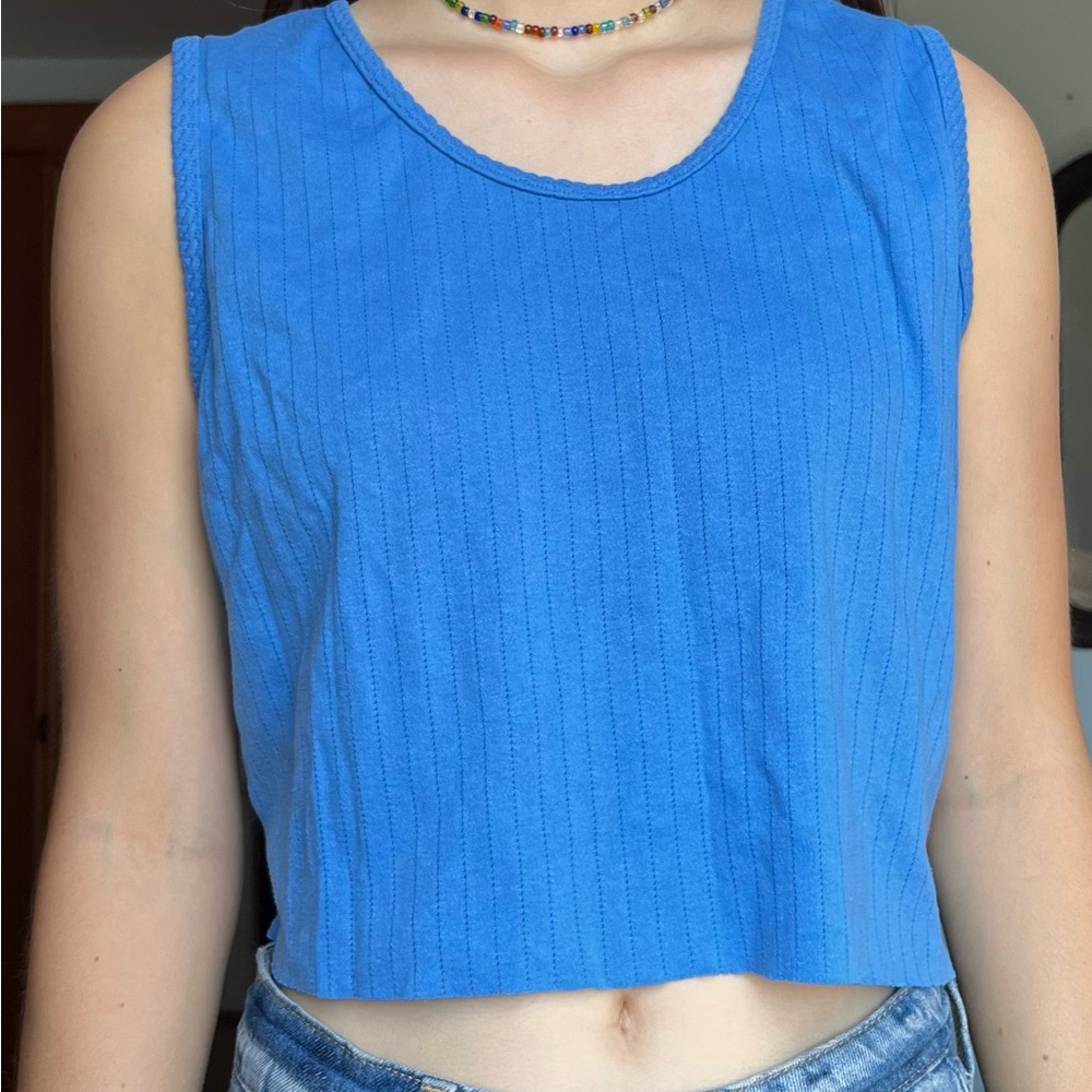 Cropped Blue Tank Top